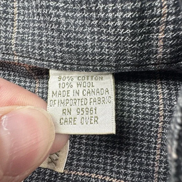 Viyella Wool Cotton Blend Flannel Sport Shirt Men 2XL XXL Plaid Check Gray Black - Picture 14 of 16